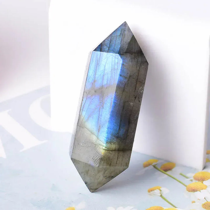 1PC Natural Crystal Stone Hexagonal Double Terminated Points Wand Meditation Reiki Healing Stone Wicca DIY Crystal Jewelry Gift Obsidian / 1PC Crystal + Quartz