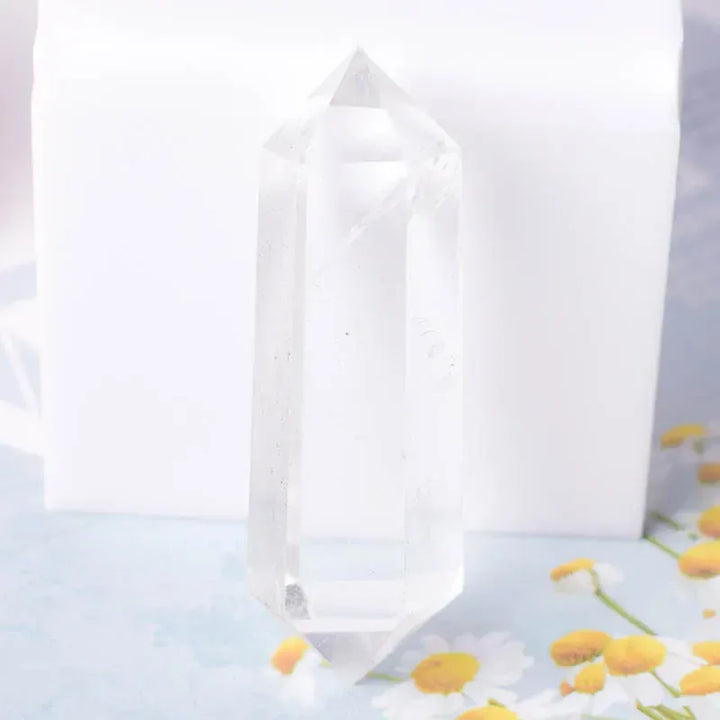 1PC Natural Crystal Stone Hexagonal Double Terminated Points Wand Meditation Reiki Healing Stone Wicca DIY Crystal Jewelry Gift Obsidian / 1PC Crystal + Quartz