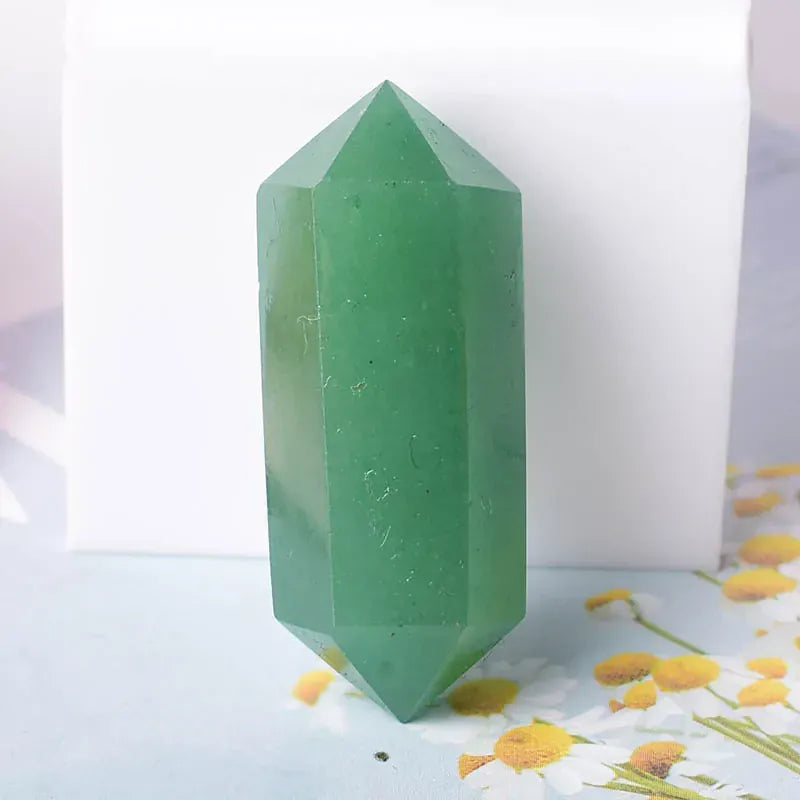 1PC Natural Crystal Stone Hexagonal Double Terminated Points Wand Meditation Reiki Healing Stone Wicca DIY Crystal Jewelry Gift Opal / 1PC Crystal + Quartz