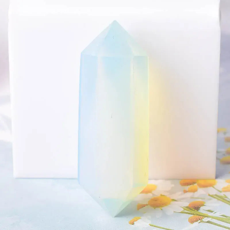 1PC Natural Crystal Stone Hexagonal Double Terminated Points Wand Meditation Reiki Healing Stone Wicca DIY Crystal Jewelry Gift Yellow Fluorite / 1PC Crystal + Quartz