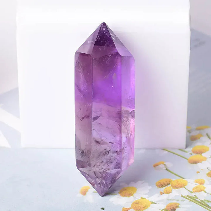 1PC Natural Crystal Stone Hexagonal Double Terminated Points Wand Meditation Reiki Healing Stone Wicca DIY Crystal Jewelry Gift Yellow Fluorite / 1PC Crystal + Quartz