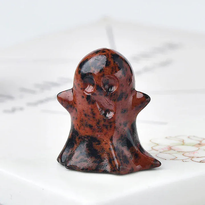 1PC Natural Crystal Stone loveliness Ghost Cartoon Mineral Halloween Ornaments Carved Healing Stone Reiki Home Decoration Gift Epidote / 3cm Crystal + Quartz