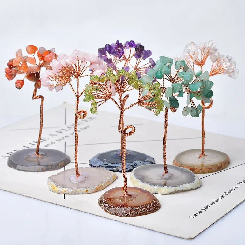 1PC Natural Crystal Tree Amethyst Rose Quartz Aquamarine Agate Lucky Tree Reiki Healing Home Decoration Ornaments Souvenir Gift Lapis Lazuli / 1PC Crystal + Quartz