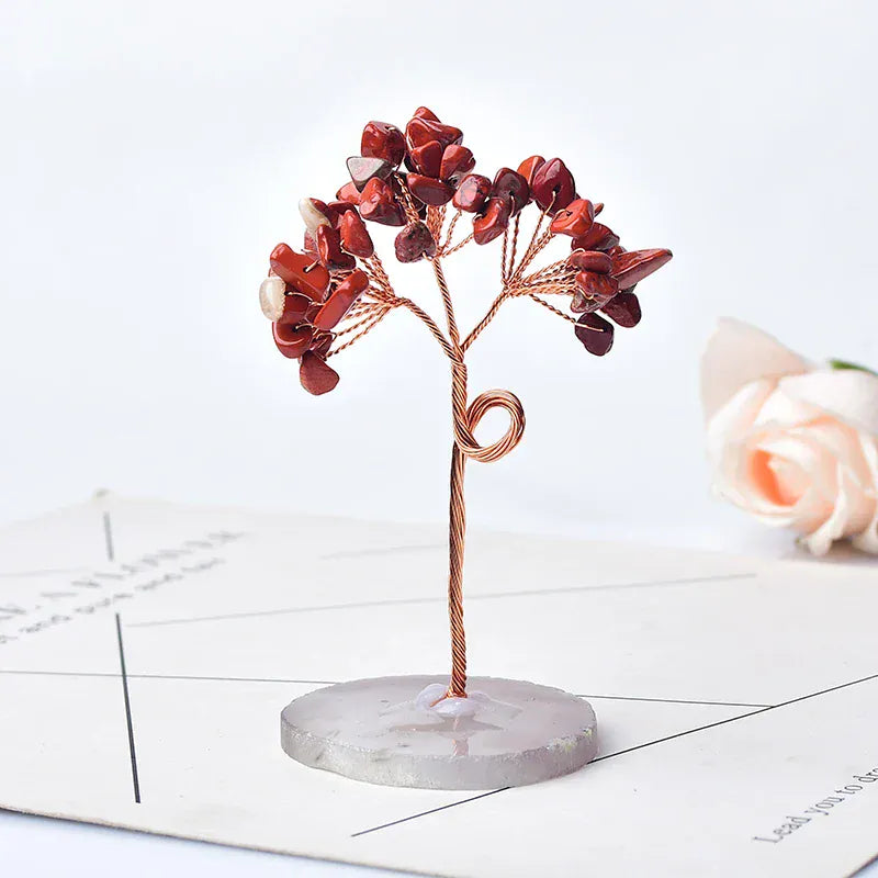 1PC Natural Crystal Tree Amethyst Rose Quartz Aquamarine Agate Lucky Tree Reiki Healing Home Decoration Ornaments Souvenir Gift Redstone / 1PC Crystal + Quartz