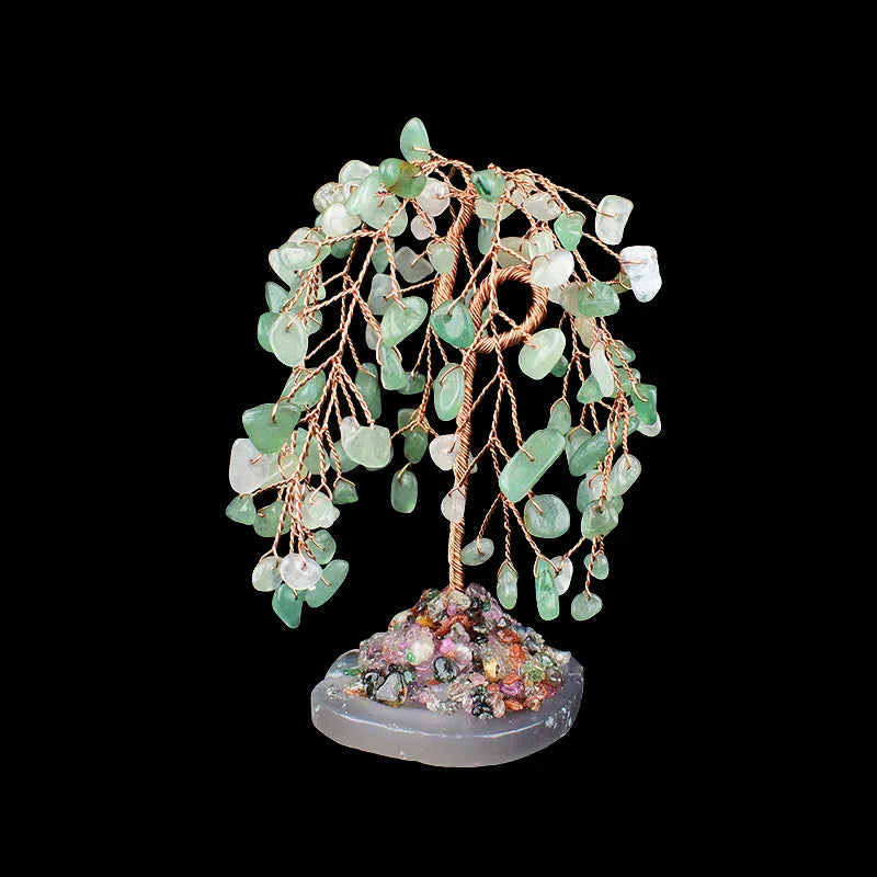 1PC Natural Crystal Tree Hand-made Gravel Willow Agate Lucky Tree Reiki Healing Home Decoration Ornaments Souvenir Gift Aventurine / 1PC Crystal + Quartz