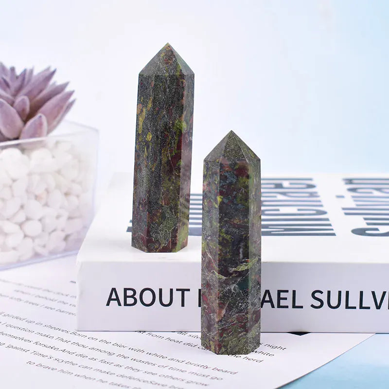 1PC Natural Dragon Blood Stone PolishedCrystal Point Healing Hexagonal Prisms Obelisk Wand Energy Meditation For Home Decoration Dragon Blood Stone / 70-80mm Crystal And Quartz