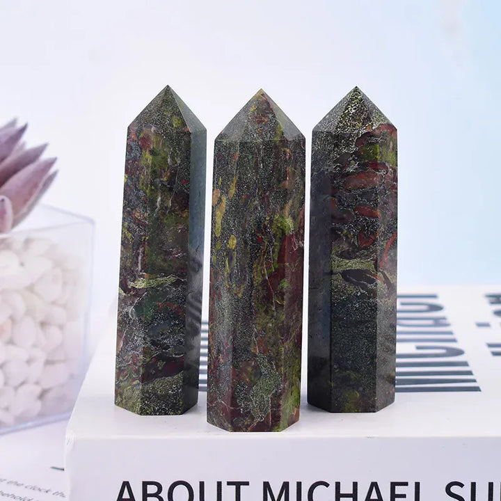 1PC Natural Dragon Blood Stone PolishedCrystal Point Healing Hexagonal Prisms Obelisk Wand Energy Meditation For Home Decoration Dragon Blood Stone / 70-80mm Crystal And Quartz