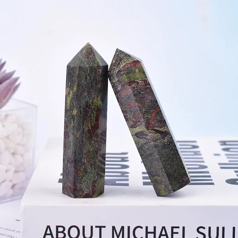 1PC Natural Dragon Blood Stone PolishedCrystal Point Healing Hexagonal Prisms Obelisk Wand Energy Meditation For Home Decoration Dragon Blood Stone / 70-80mm Crystal And Quartz