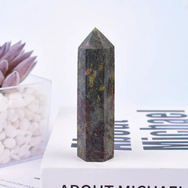 1PC Natural Dragon Blood Stone PolishedCrystal Point Healing Hexagonal Prisms Obelisk Wand Energy Meditation For Home Decoration Dragon Blood Stone / 70-80mm Crystal And Quartz