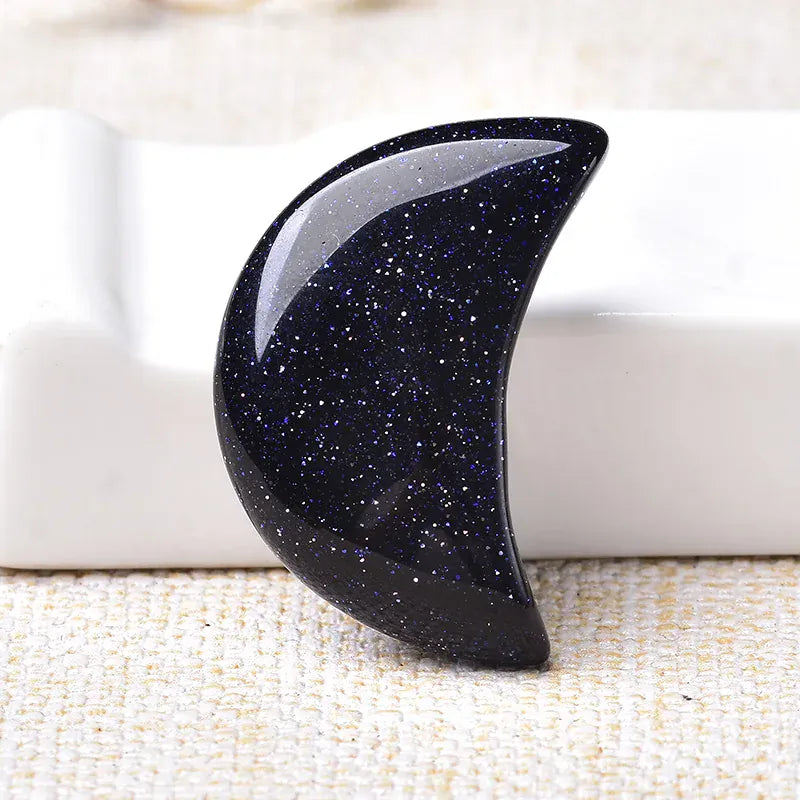1PC Natural Quartz Crystal Crescent Moon Shaped Gemstone Healing Stone Natural Polished Quartz Crystals Home Decoration DIY Gift Red Obsidian / 1Pc Crystal + Quartz