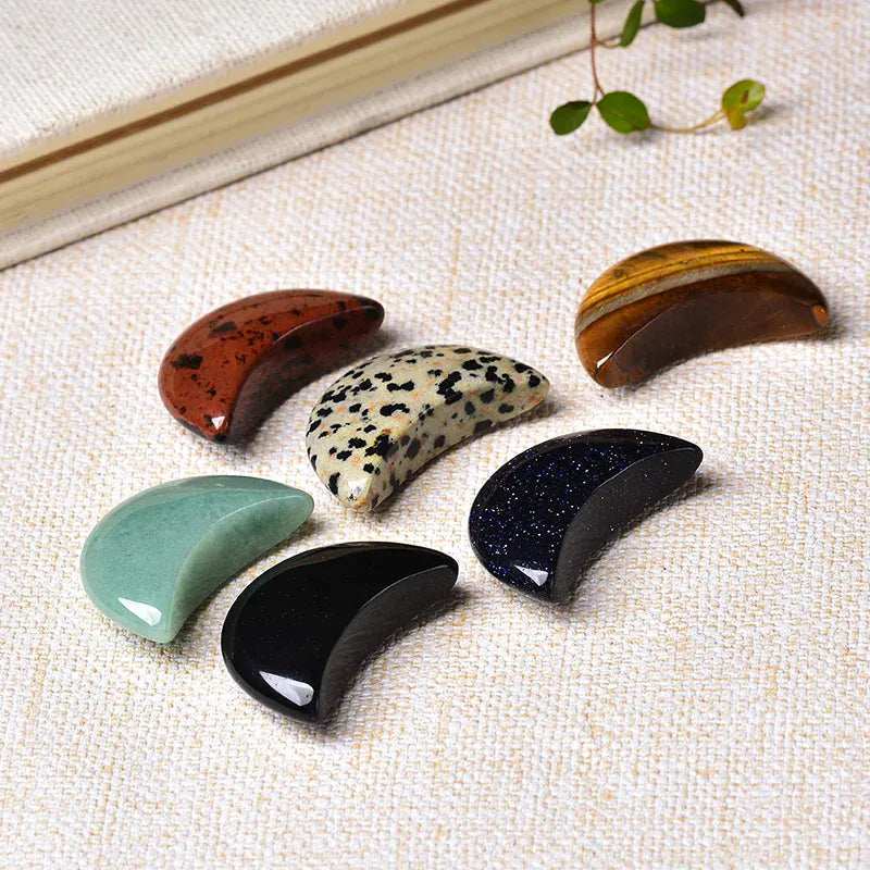 1PC Natural Quartz Crystal Crescent Moon Shaped Gemstone Healing Stone Natural Polished Quartz Crystals Home Decoration DIY Gift White Turquoise / 1Pc Crystal + Quartz