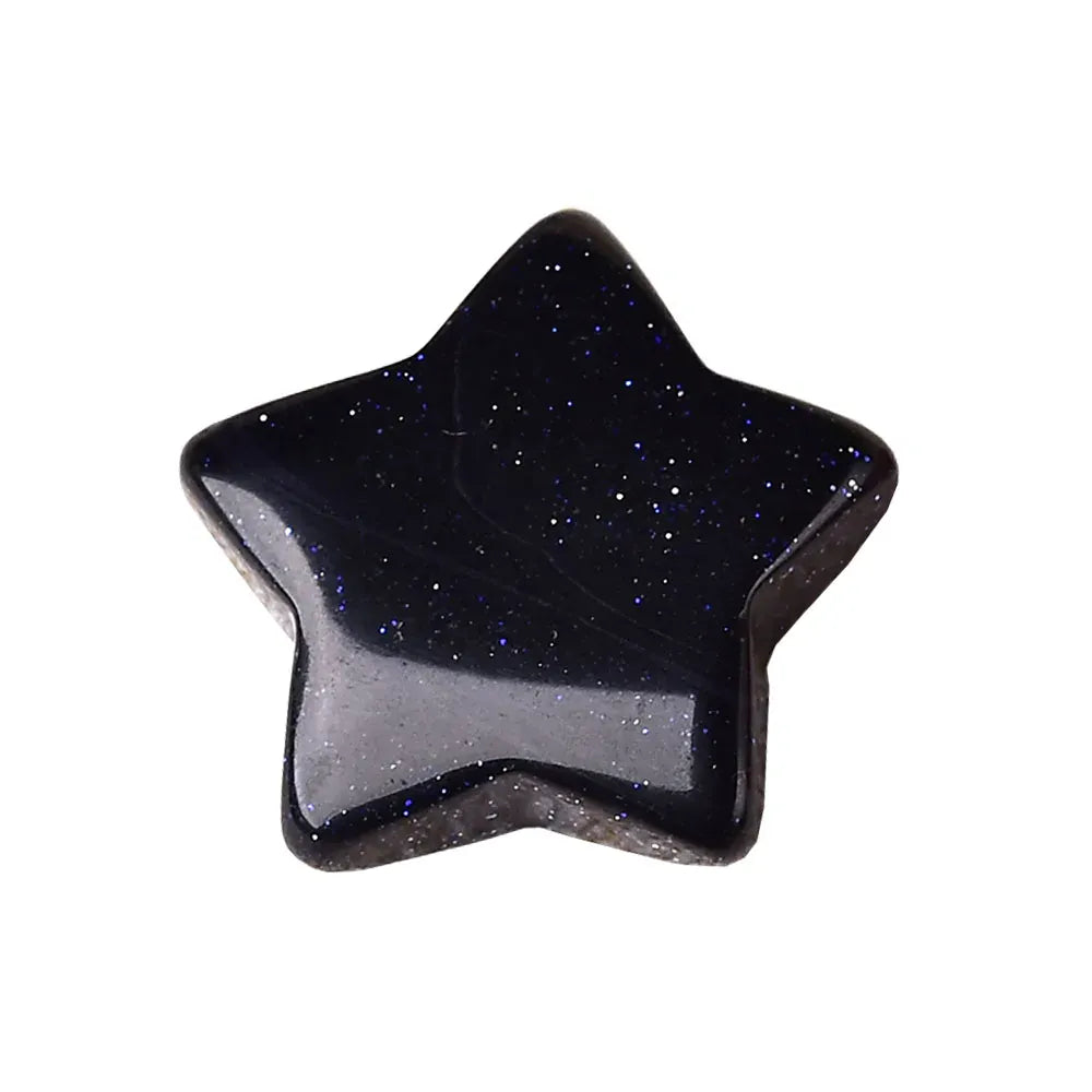 1PC Natural Quartz Star Decoration Stone Crafts Rose Quartz Opal Lazuli Pentagram Energy Healing Crystal DIY Gift Love Gems Blue Sandstone / 1pc Crystal + Quartz