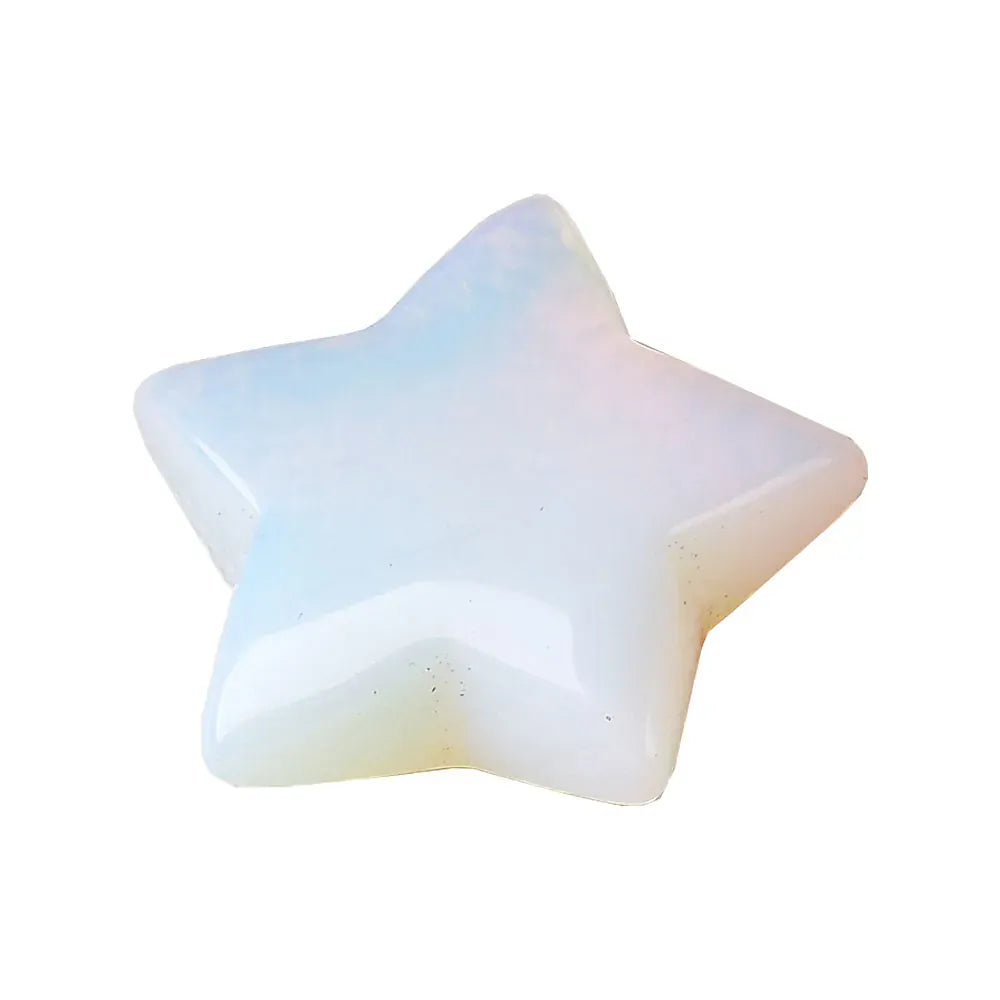 1PC Natural Quartz Star Decoration Stone Crafts Rose Quartz Opal Lazuli Pentagram Energy Healing Crystal DIY Gift Love Gems Opal / 1pc Crystal + Quartz