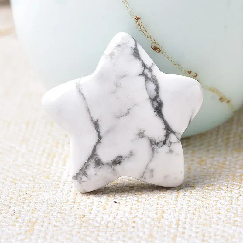 1PC Natural Quartz Star Decoration Stone Crafts Rose Quartz Opal Lazuli Pentagram Energy Healing Crystal DIY Gift Love Gems White Turquoise / 1pc Crystal + Quartz