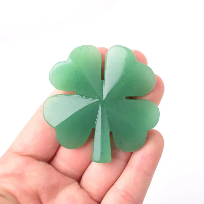 1PC Natural Stone Aventurine Four Leaf Clover Carving Figurines Ornaments Reiki Gemstone Crafts Home Tabletop Decoration Gift Four Leaf Clover / 1Pc Crystal + Quartz