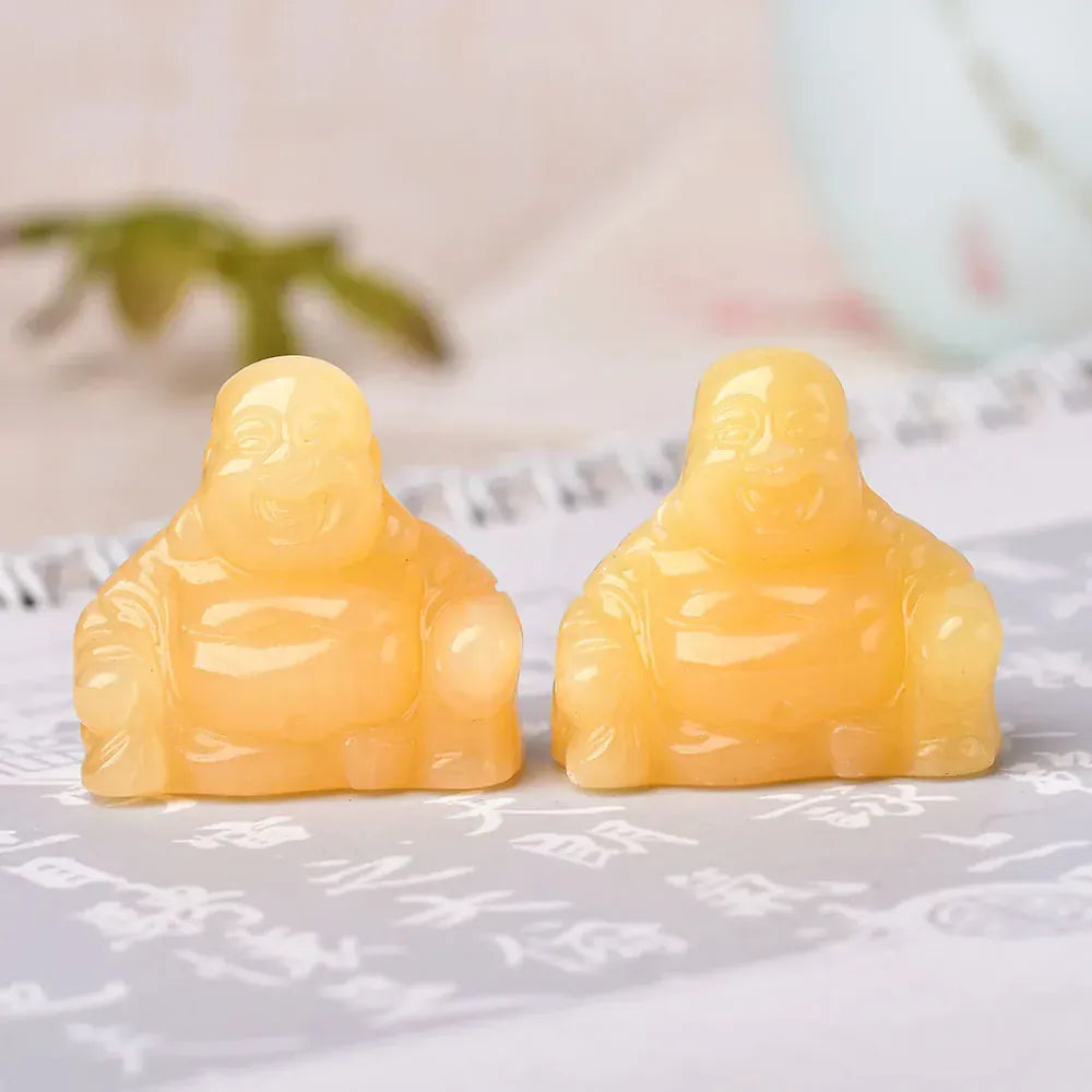 1PC Natural Stone Carved Maitreya Buddha Fengshui Crystal Statue Craft for Home Decoration Chakra Healing Reiki Quartz gift topaz / 1PC Crystal + Quartz