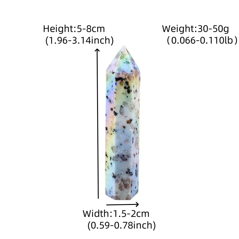 1Pc Natural Tianshan Blue Crystal Point Electroplating Obelisk Healing Energy Reiki Aura Kiwi Jasper Tower For Home Decoration Crystal And Quartz