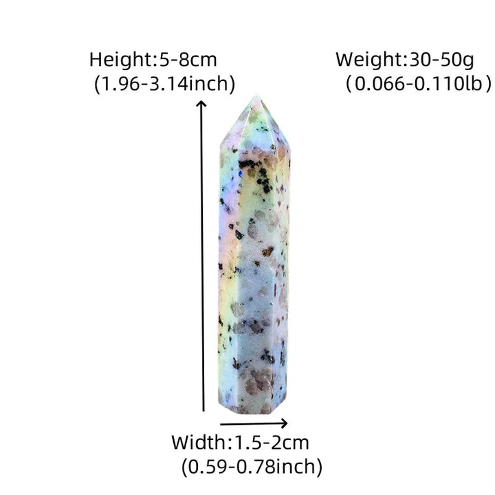 1Pc Natural Tianshan Blue Crystal Point Electroplating Obelisk Healing Energy Reiki Aura Kiwi Jasper Tower For Home Decoration Crystal And Quartz