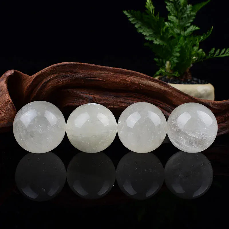 1Pc Natural White Calcite Polished Crystal Ball Reiki Healing Crystal Crafts Gemstone Sphere Ornaments Gifts For Home Decoration White Calcite / 28-32mm Crystal + Quartz