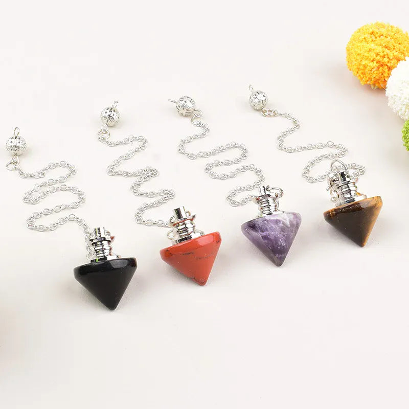 1PC Reiki Healing Natural Crystal Stone Pendulum Crafts Cone Crystal Point for Dowsing Mineral Jewelry Amulet DIY Gift Opal / 1pc Crystal + Quartz