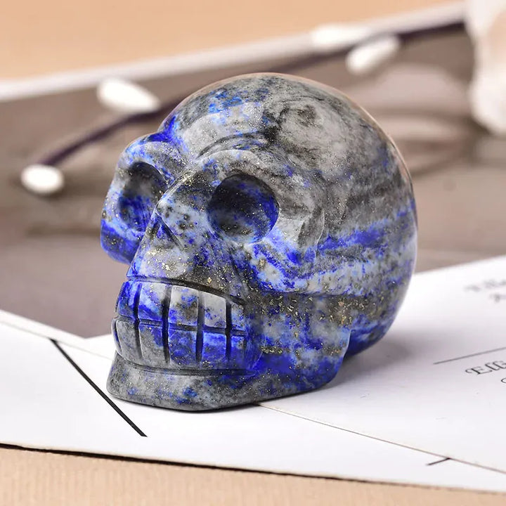 2inch Natural Gemstone Skull Amethyst Tigers Eye Crystal Rose Quartz Wicca Feng Shui Healing Stone Ornaments Figurine Home Deco Amethyst / 2inch Crystal + Quartz