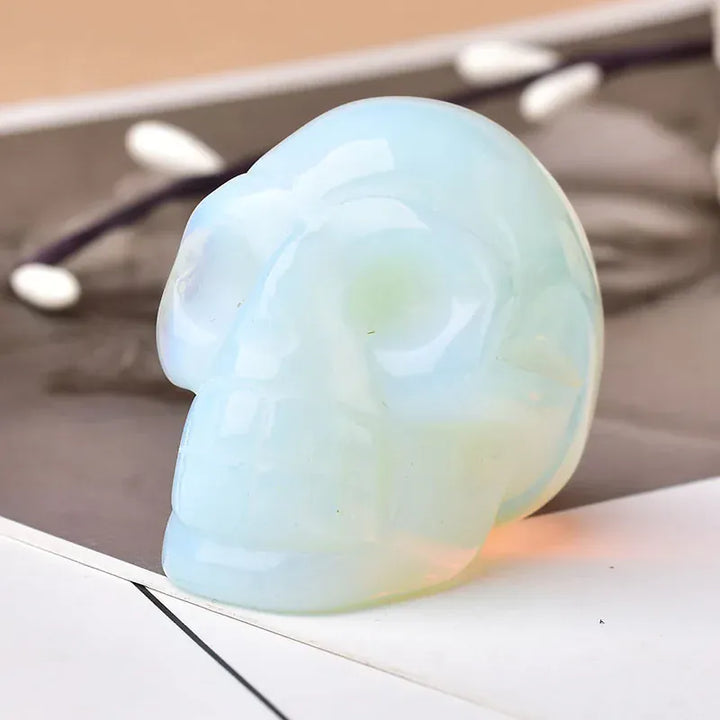 2inch Natural Gemstone Skull Amethyst Tigers Eye Crystal Rose Quartz Wicca Feng Shui Healing Stone Ornaments Figurine Home Deco Amethyst / 2inch Crystal + Quartz