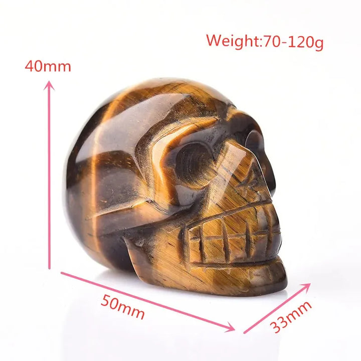2inch Natural Gemstone Skull Amethyst Tigers Eye Crystal Rose Quartz Wicca Feng Shui Healing Stone Ornaments Figurine Home Deco Gold Sandstone / 2inch Crystal + Quartz