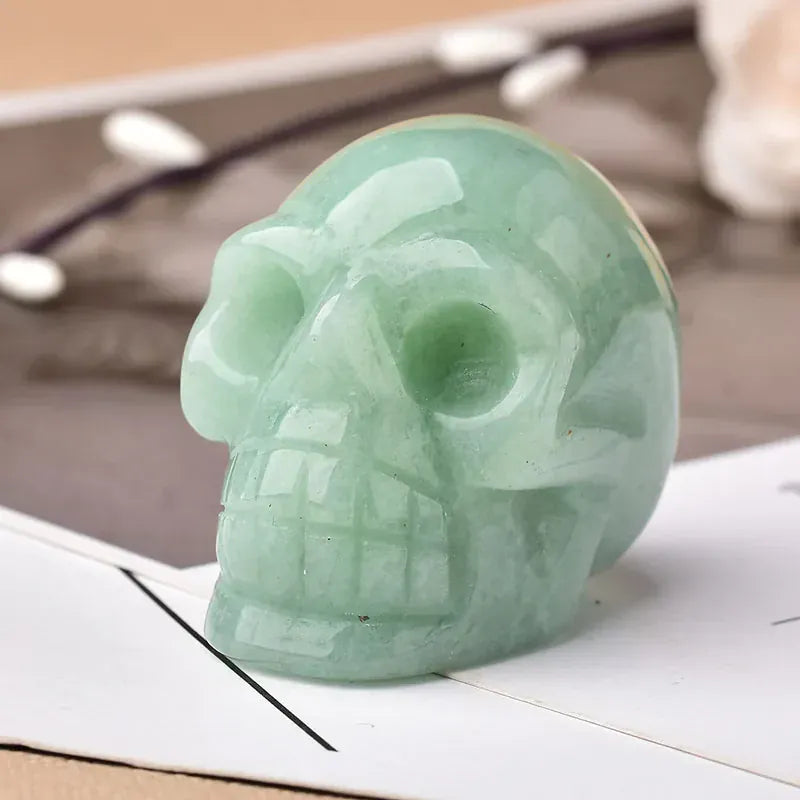 2inch Natural Gemstone Skull Amethyst Tigers Eye Crystal Rose Quartz Wicca Feng Shui Healing Stone Ornaments Figurine Home Deco Rose Quartz / 2inch Crystal + Quartz