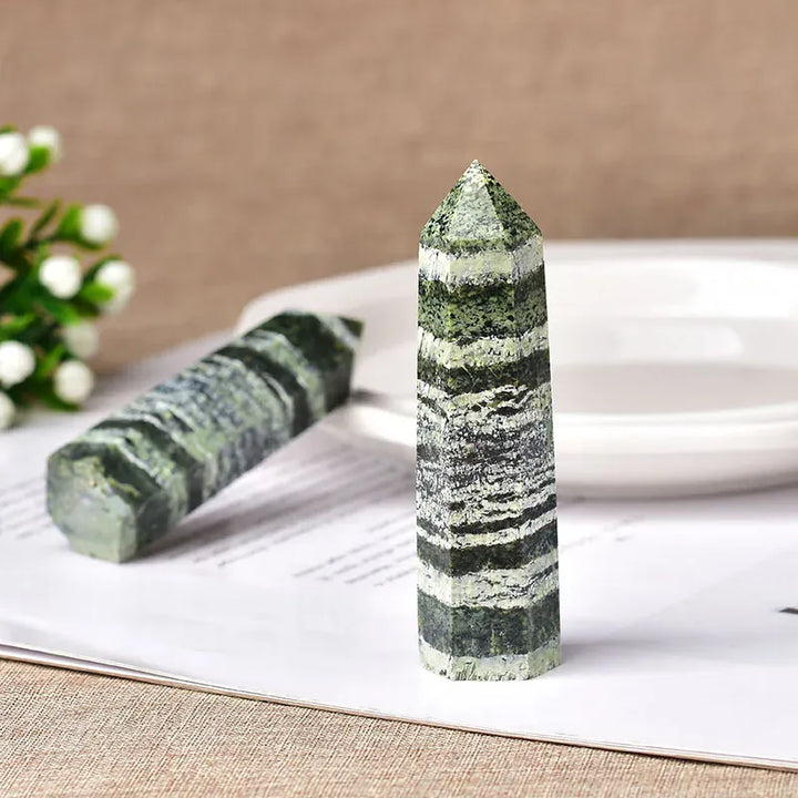 Green zebra stone Crystal Point Tower