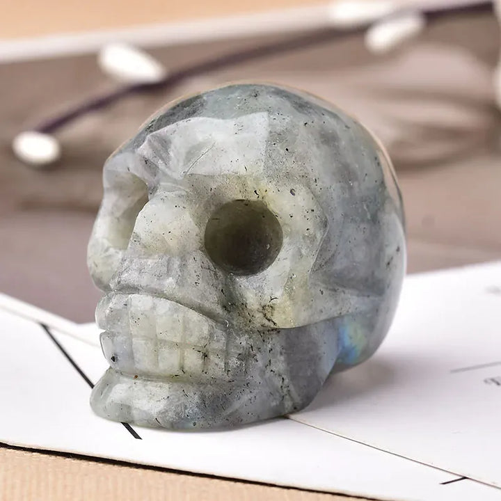 2inch Natural Gemstone Skull Amethyst Tigers Eye Crystal Rose Quartz Wicca Feng Shui Healing Stone Ornaments Figurine Home Deco