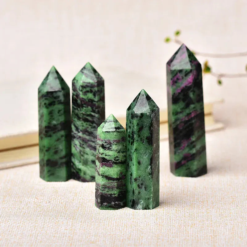 1PC Natural Crystal Point Epidote Healing Obelisk Green Quartz Tower Ornament for Home Decor Reiki Energy Stone Pyramid gift