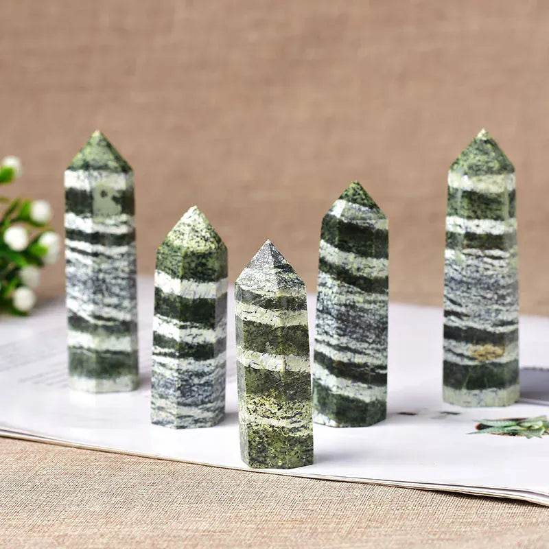 Green zebra stone Crystal Point Tower