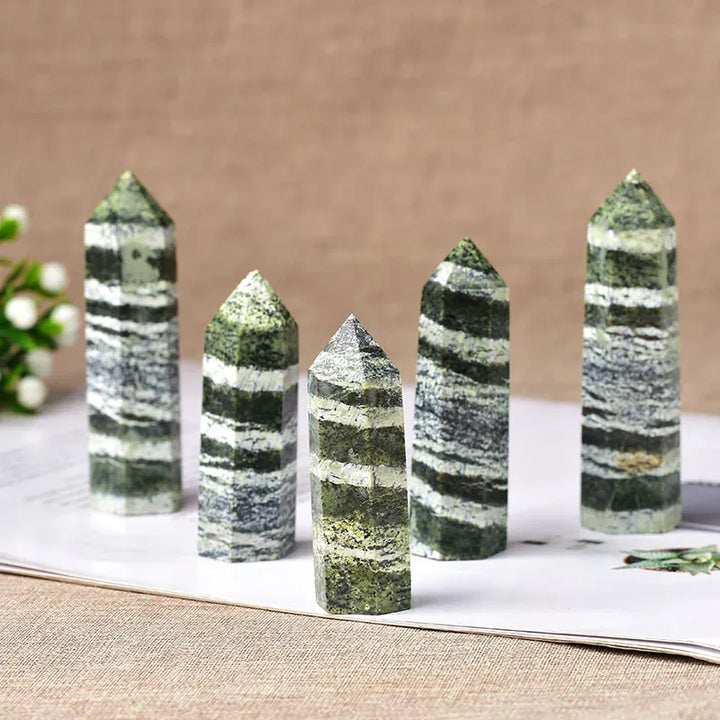 Green zebra stone Crystal Point Tower