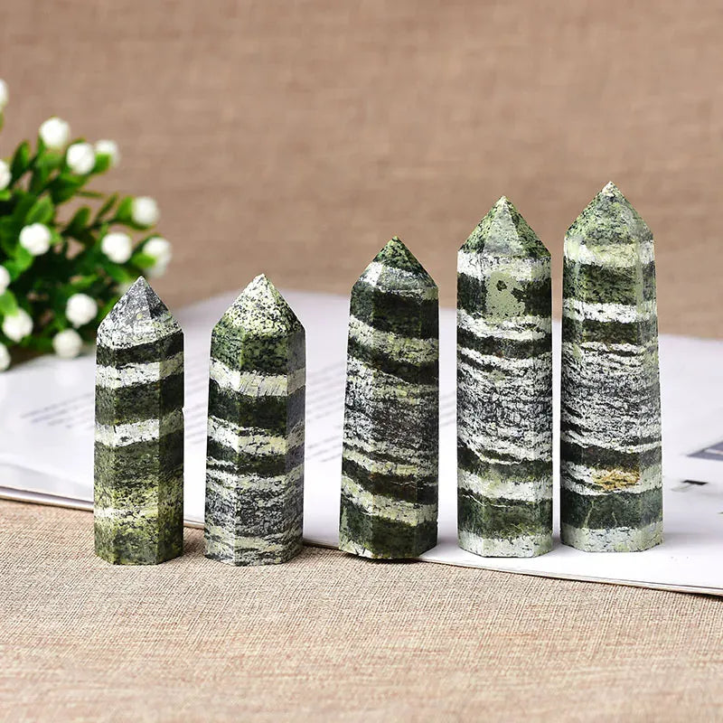 Green zebra stone Crystal Point Tower