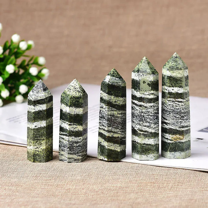 Green zebra stone Crystal Point Tower