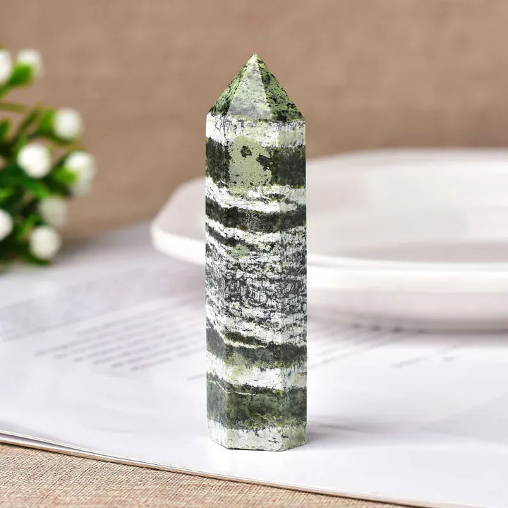 Green zebra stone Crystal Point Tower