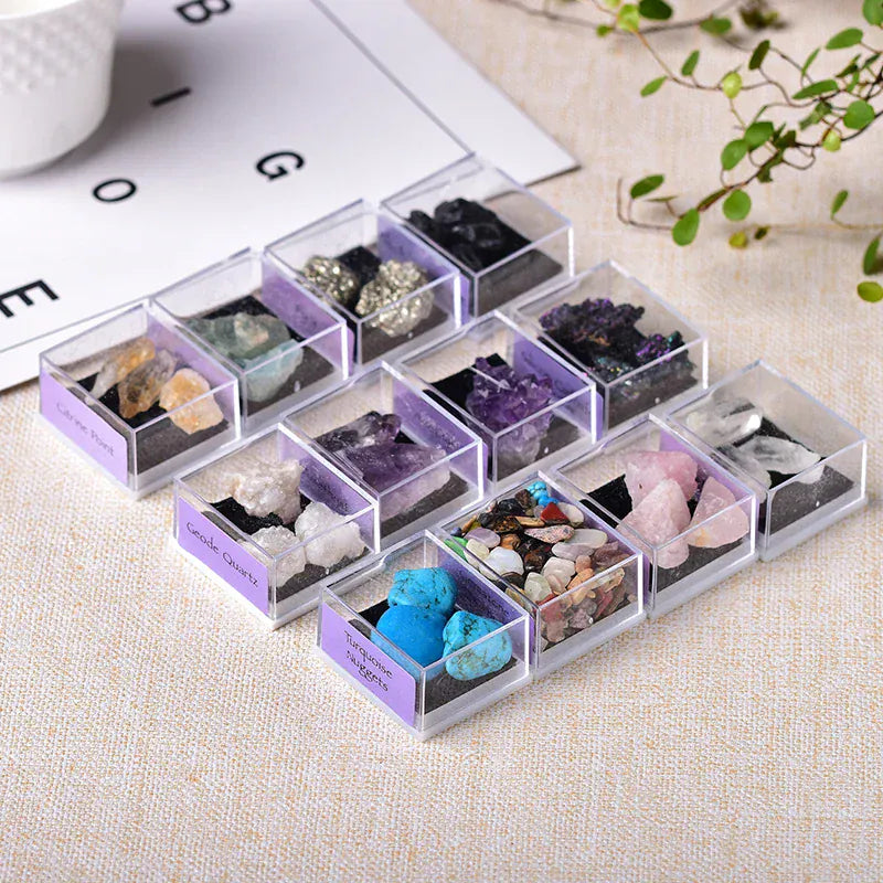 1Box Natural Mineral Specimen Natural Crystal Quartz Ornaments Healing Stone Home Decor Teaching Specimens Gifts for Children
