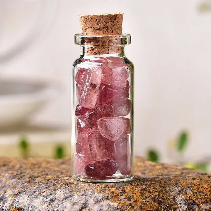 1PC Natural Crystal Glass Wishing Bottle Home Decor Healing Stone Natural Polished Stones Lucky Drifting Bottle Birthday Gifts