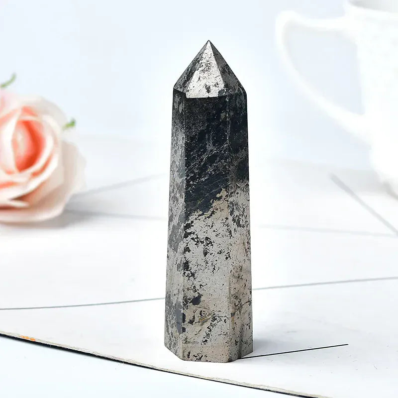 Natural Hematite Crystal Point Tower