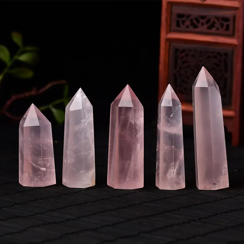 Rose Quartz Crystal Point Tower