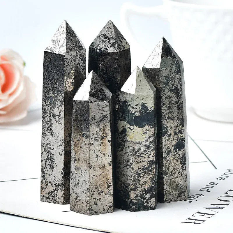 Natural Hematite Crystal Point Tower