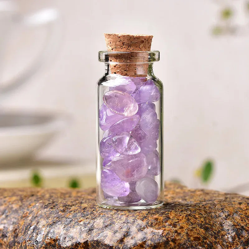 1PC Natural Crystal Glass Wishing Bottle Home Decor Healing Stone Natural Polished Stones Lucky Drifting Bottle Birthday Gifts