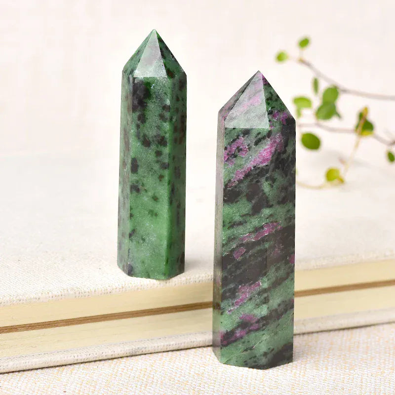1PC Natural Crystal Point Epidote Healing Obelisk Green Quartz Tower Ornament for Home Decor Reiki Energy Stone Pyramid gift