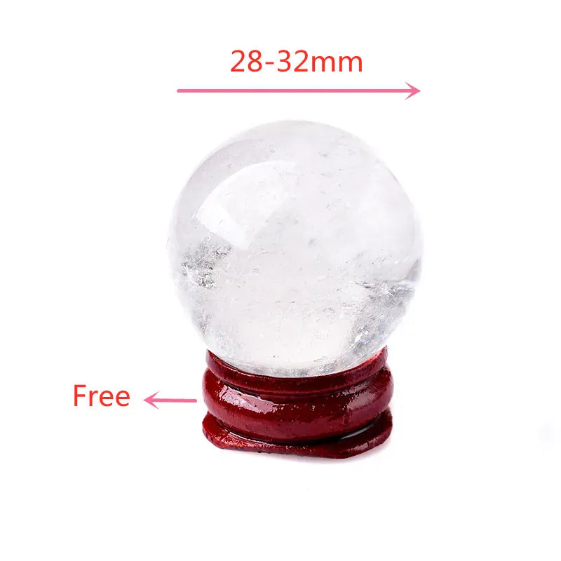 High Quality 28-32mm Natural Crystal Ball Clear Quartz Energy Healing Stone Meditation for Home Decoration Free Wooden Stand