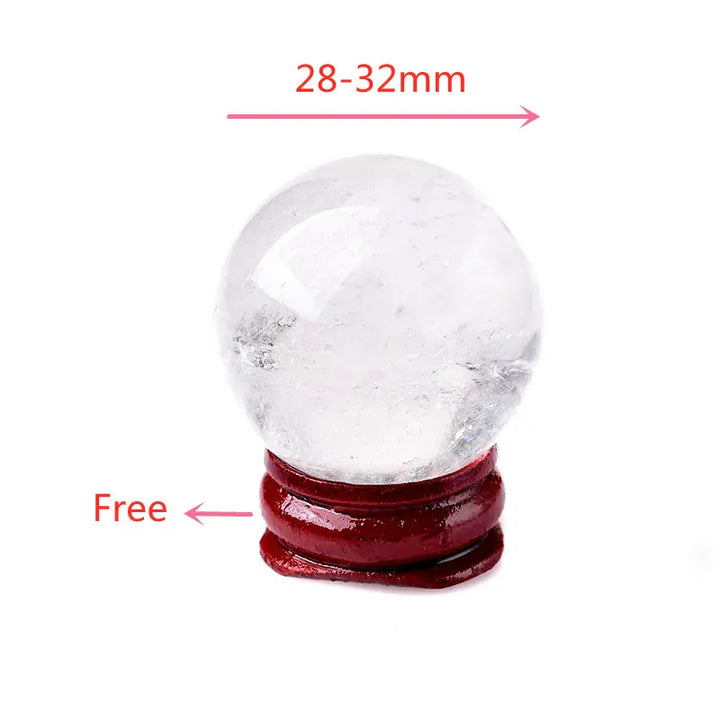 High Quality 28-32mm Natural Crystal Ball Clear Quartz Energy Healing Stone Meditation for Home Decoration Free Wooden Stand