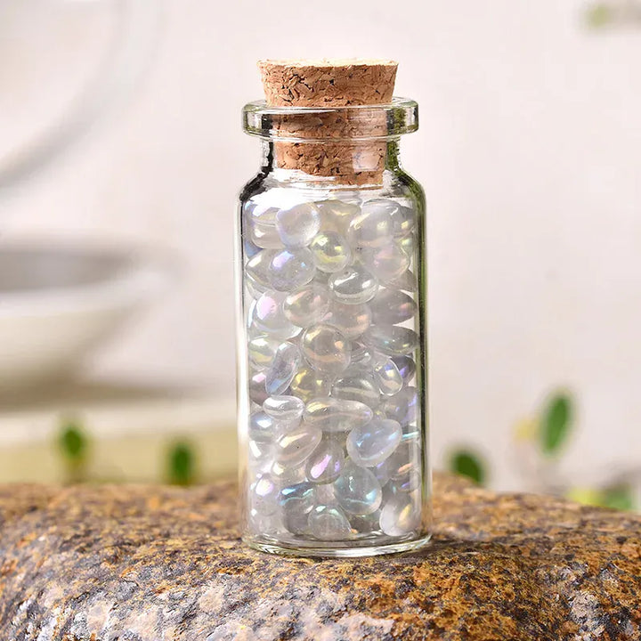 1PC Natural Crystal Glass Wishing Bottle Home Decor Healing Stone Natural Polished Stones Lucky Drifting Bottle Birthday Gifts