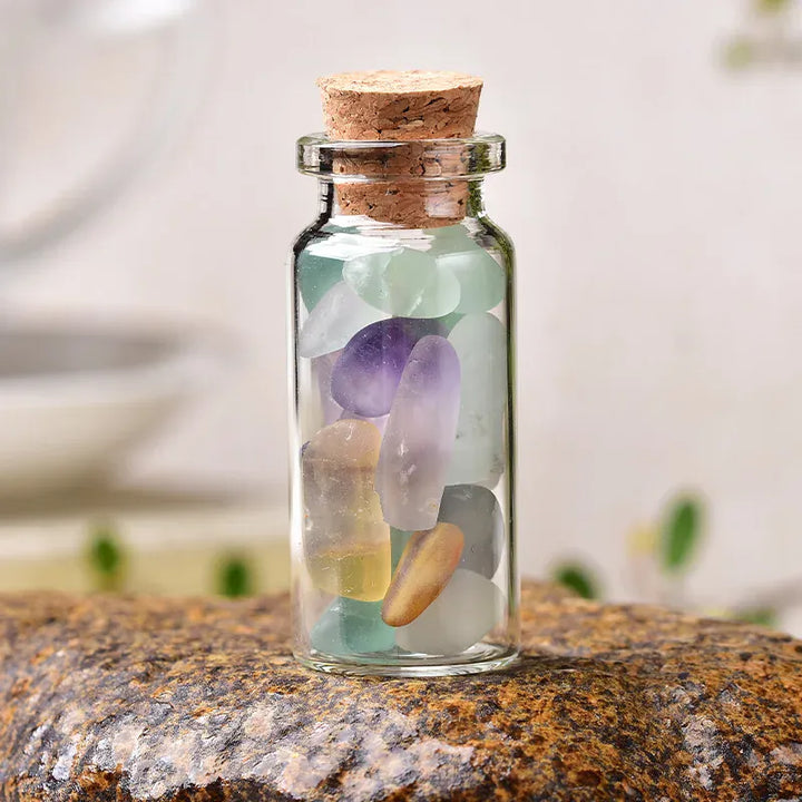 1PC Natural Crystal Glass Wishing Bottle Home Decor Healing Stone Natural Polished Stones Lucky Drifting Bottle Birthday Gifts