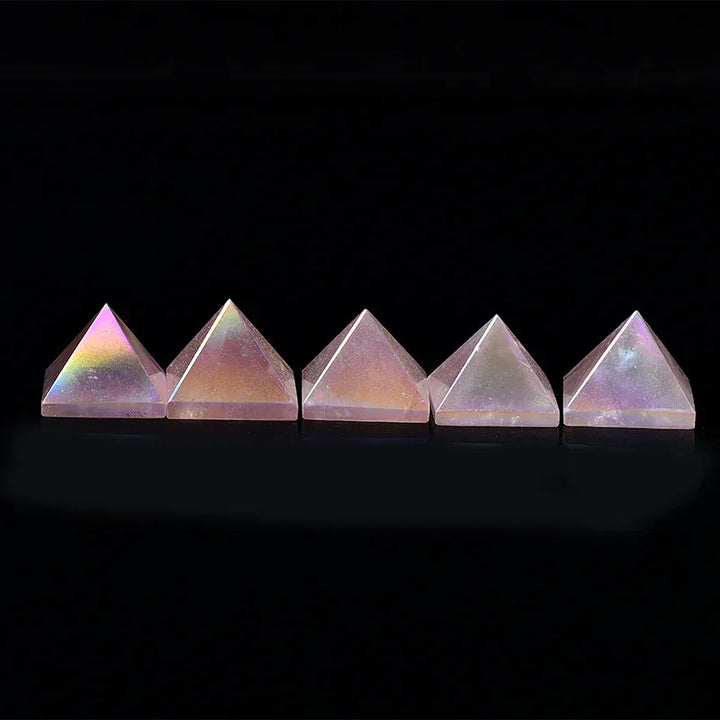 1PC Natural Aura Rose Quartz Pyramid Tower Healing Stone Energy Quartz Home Decoration Reiki Polished Stone Chakra Tower Pyramid