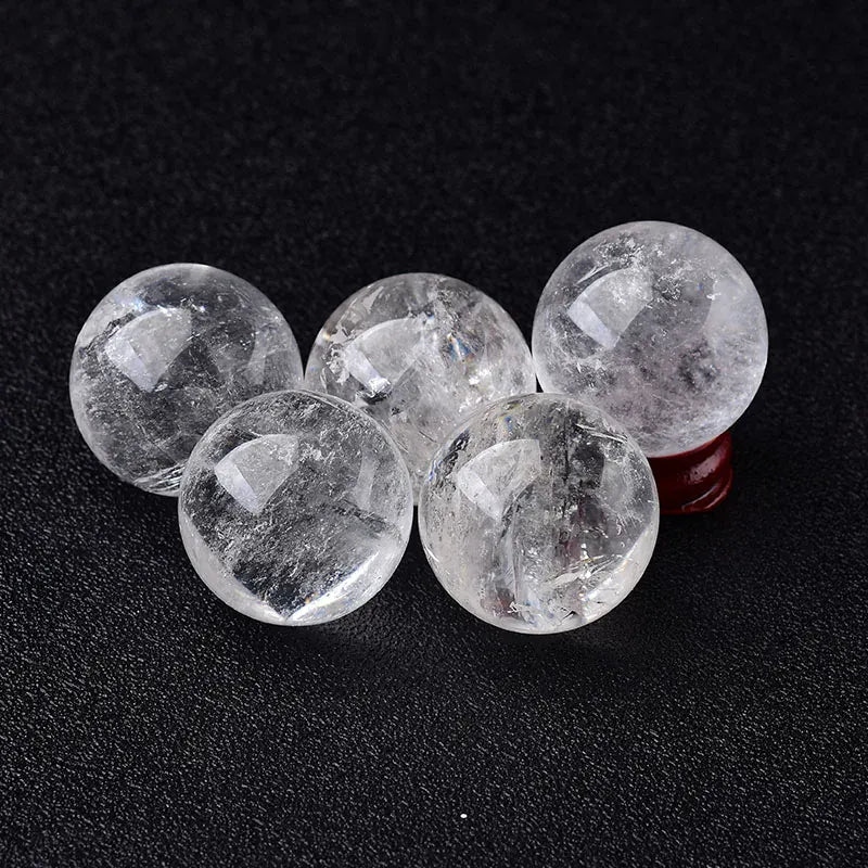 High Quality 28-32mm Natural Crystal Ball Clear Quartz Energy Healing Stone Meditation for Home Decoration Free Wooden Stand