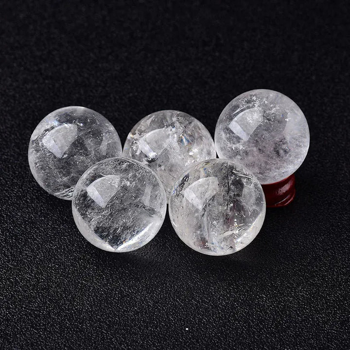 High Quality 28-32mm Natural Crystal Ball Clear Quartz Energy Healing Stone Meditation for Home Decoration Free Wooden Stand